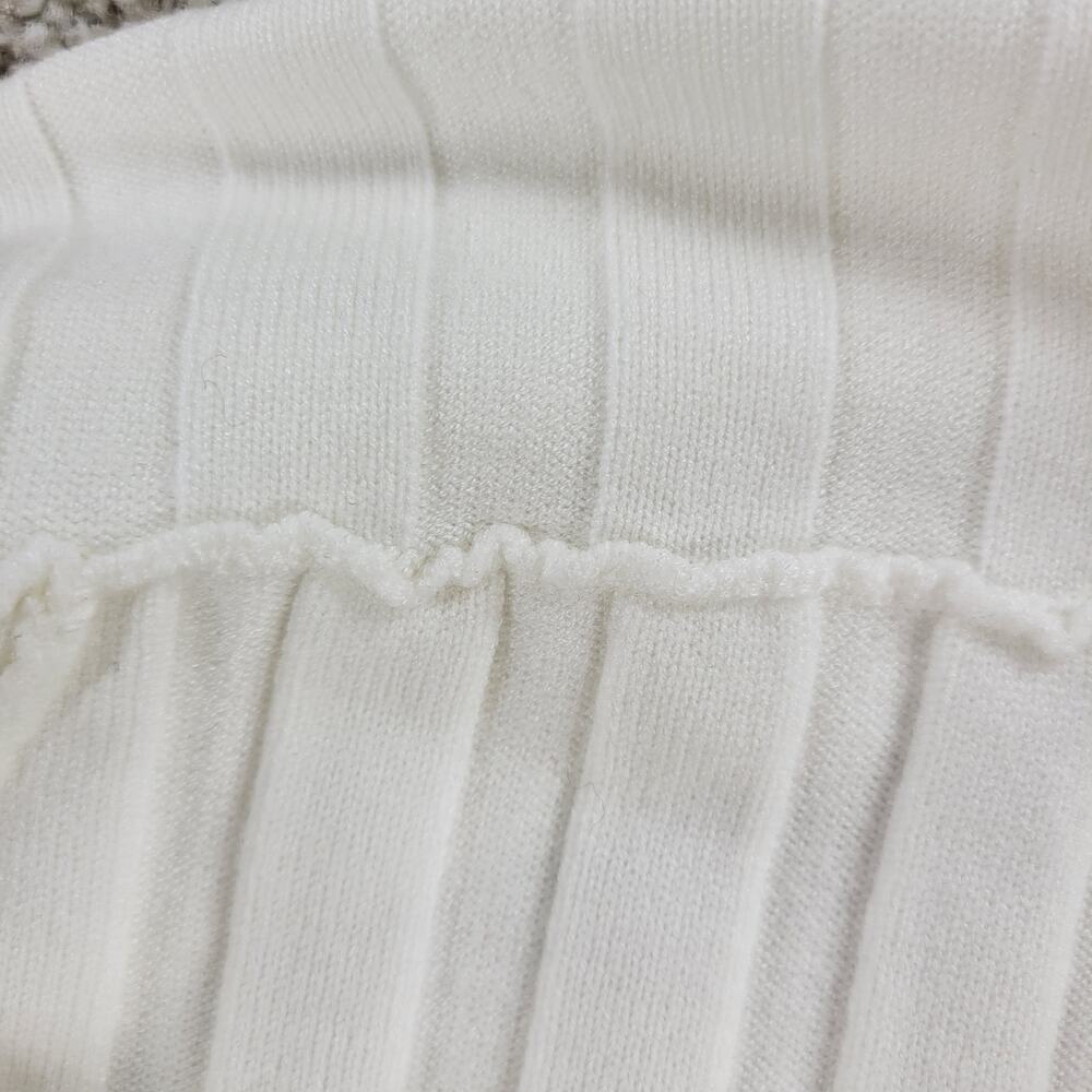 Emerson Lang Knit Off-Shoulder Top Womens M White Long Sleeve Cropped Sweater - Picture 10 of 16